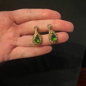 Vintage Green Teardrop Earrings screwback
